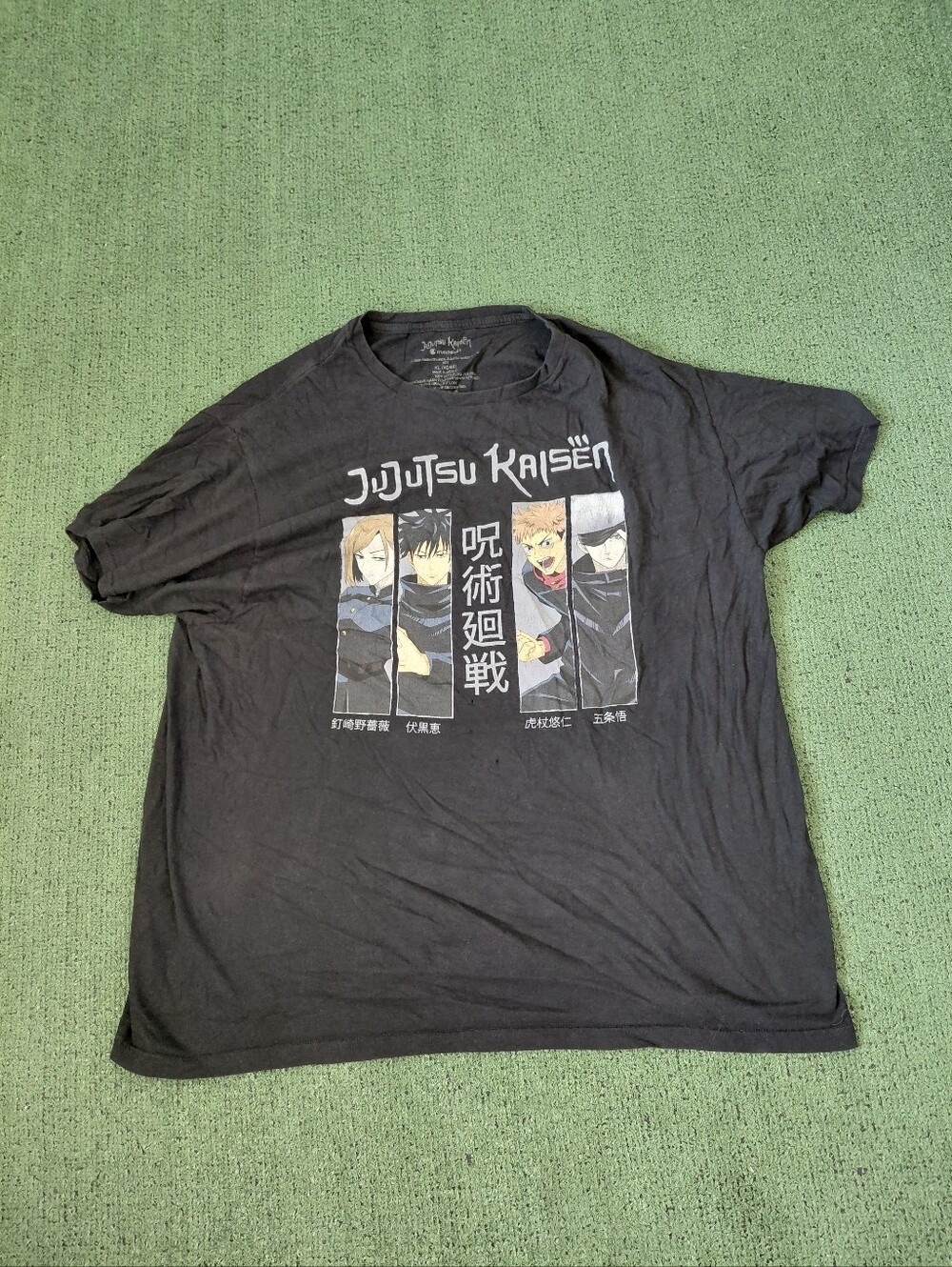 Jujutsu Kaisen Character Panel Graphics Anime Cartoon Black T Shirt Sz XL